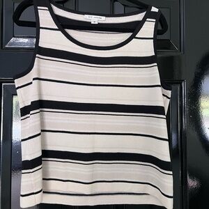St John knit tank top, black and cream, size M